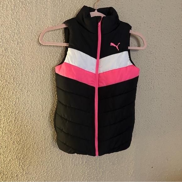 Puma Puffer Vest Girls Size S 7/8 Full Zip Winter Layering Y2K School - Picture 1 of 7